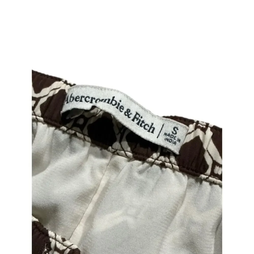Abercrombie & Fitch Brown Geometric Wide Leg Drapey Pull On Pants Size Small